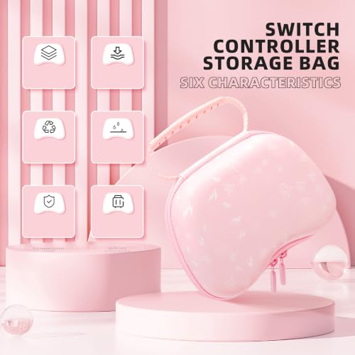 Image of YKASEK Wireless Switch Pro Controller with Carrying Storage Case, Gamepad Remote for Switch Support NFC /Dual Vibration /Screenshot /Wake-up Function, Compatible with Switch /Switch Lite /OLED /PC, Pink