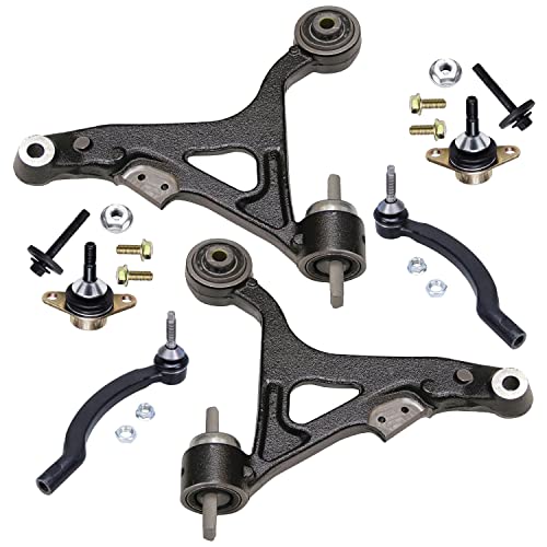 Image of Detroit Axle - 6PC Front Lower Control Arms w /Ball Joints and Outer Tie Rod Ends Replacement for 2007 Volvo S60