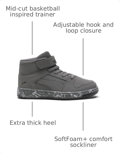 Image of PUMA Kids' Rebound Layup Mid Hook and Loop Sneakers