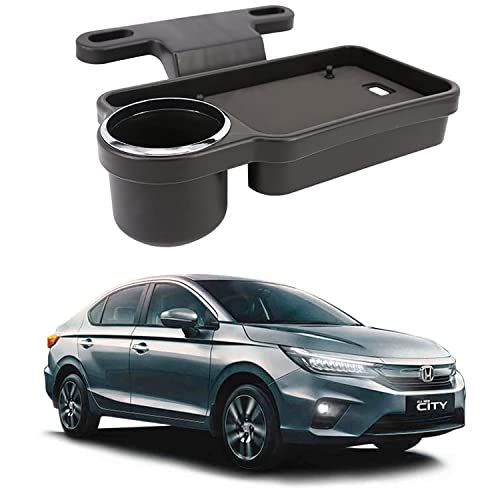 Image of Oshotto (FT-04) Foldable Car Auto Headrest Rear Back Seat Table Drink Food Cup Tray Holder Compatible with Honda City 2020-2026 - Black