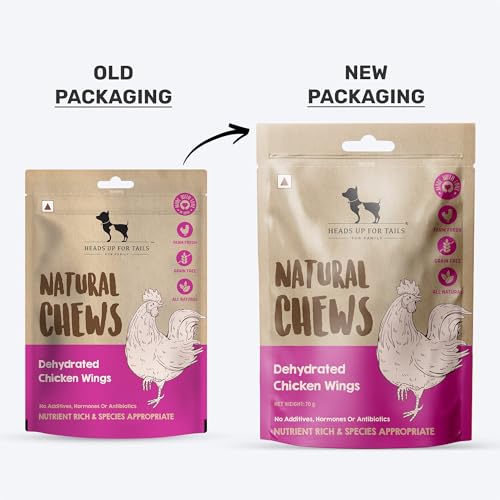 Image of HUFT Natural Chews - Dehydrated Chicken Wings for Dogs - 70 gm (Pack of 2) | Single-Ingredient, High-Protein Dog Treats | Grain-Free, Preservative-Free Chews | Supports Joint Health & Dental Hygiene