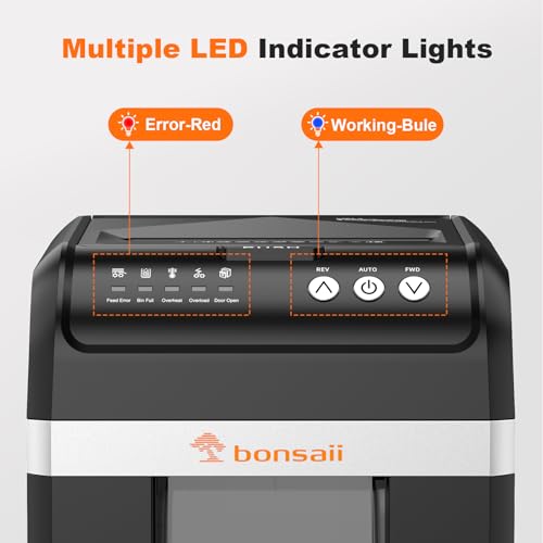 Image of Bonsaii Paper Shredder Heavy Duty, 200-Sheet Auto Feed Micro-Cut 60 Minutes Nonstop P-4 High Security Shredders, 8.1 Gallon Large Bin Document Shredder for Office, Commercial Grade Shredder (C283-A)
