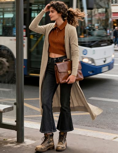 Image of GRACE KARIN Essential Solid Open Front Maxi Long Knitted Cardigan Sweater for Women