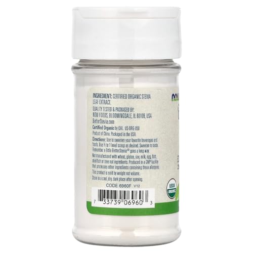 Now Foods Better Stevia Zero Calorie Sweetener Extract Powder, Organic