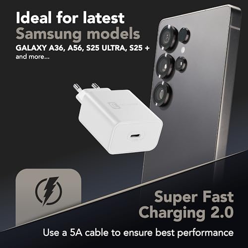 Chargeur PD 45W Cellularline secteur anti batterie faible