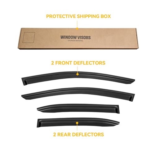 Image of Window Visor for 2019-2026 Toyota Corolla Sedan, Out-Channel Rain Guards Shields Vent Deflector Shade Wind Dark Smoke 2020 2021 2022 2023 2024 19 20 21 22 23, Outside-Mount, 4PCS