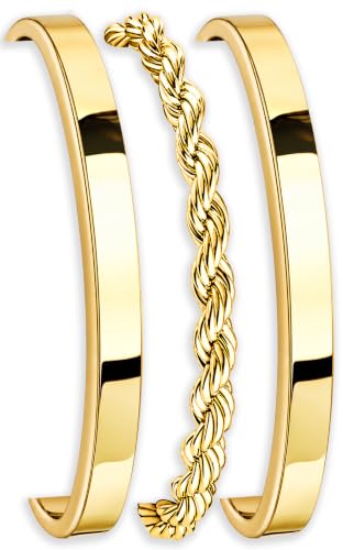 Gokeey Gold Bracelets for Women Non Tarnish Dainty 14K Gold Plated Bangle Cuff Bracelet Stackable...