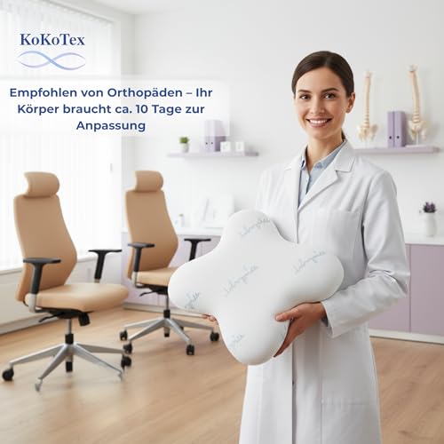 KoKoTex® Ergonomisches Nackenstützkissen – Premium Memory Foam Kopfkissen mit Abnehmbarem Bezug,...