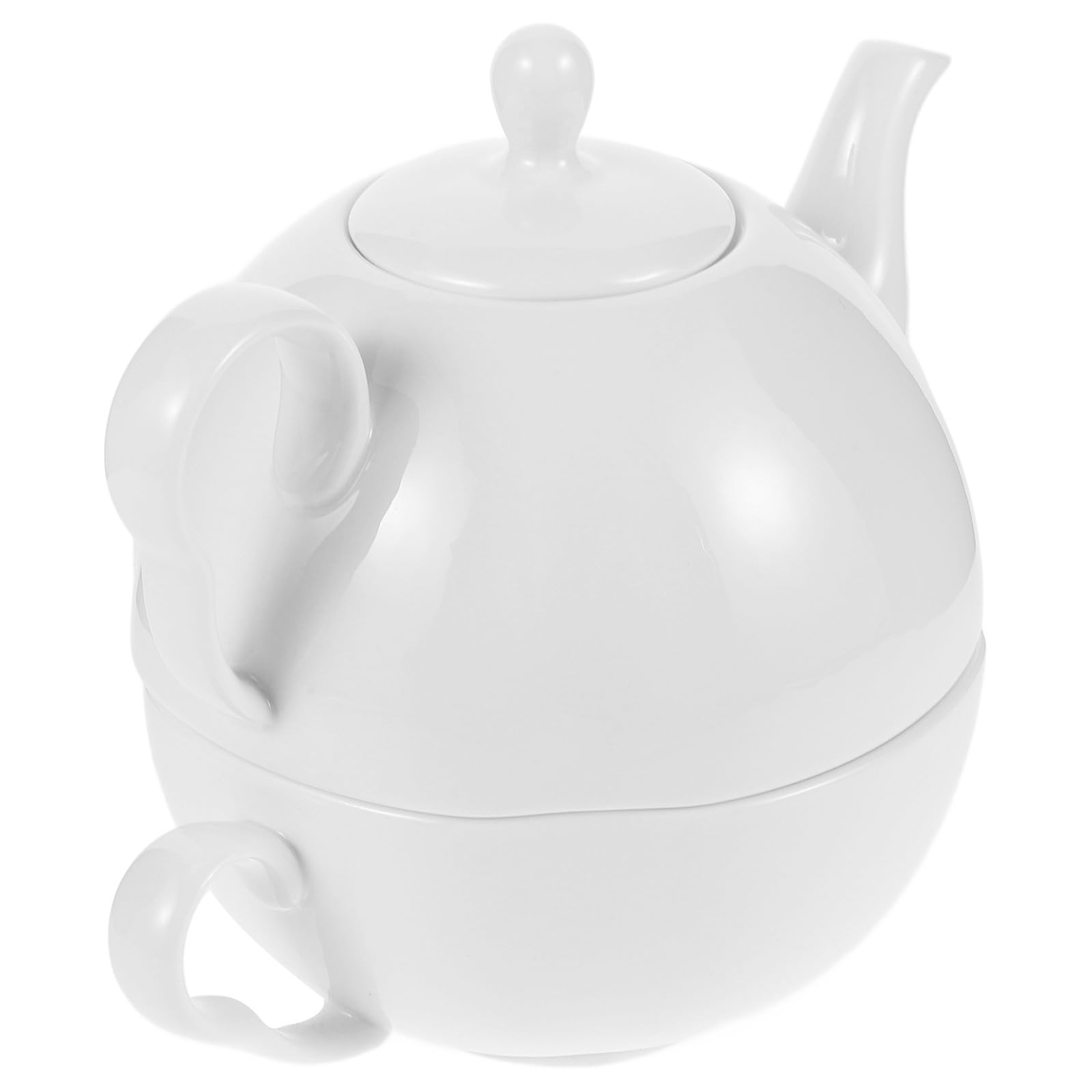 KOMBIUDA Service à Thé Une Pièce 620ml en Porcelaine Blanche, Style Anglais