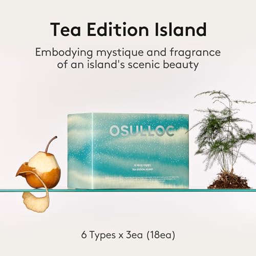 Image of OSULLOC TEA EDITION ISLAND (18 Count, 6 Flavors x 3 ea), Premium Tea Sampler Gift Set, Assorted Variety Handcrafted Pyramid Infuser Bags