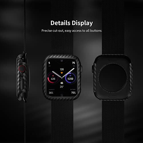 Memumi Ultra Thin For Apple Watch Series 8 Series 7 Carbon Fiber Case 45Mm, Military-Grade Protection Anti-Scratch Sturdy Durable Aramid Fiber Cover For Iwatch Series 8 Protective Case Black 600D #TOP3
