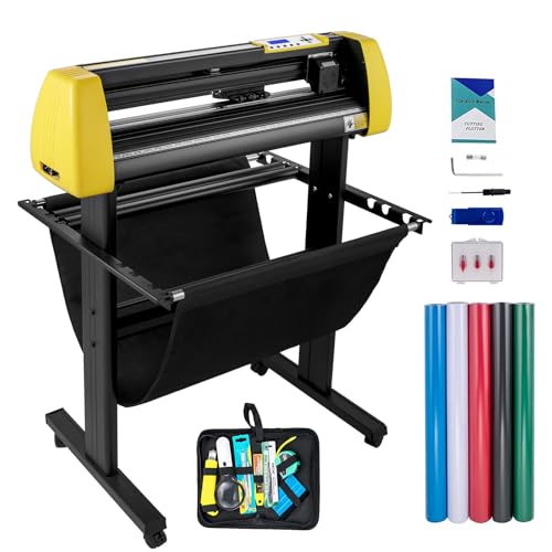 Happybuy 34in Vinyl Cutter Plotter, 870mm Max Feed, Auto Contour LCD Screen, Adjustable Force/Speed, Sign Making