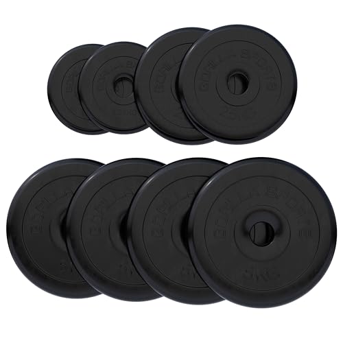💪 SPEDIZIONE - 1 x piatto di peso rivestito in gomma da 0,5-25 kg in nero standard