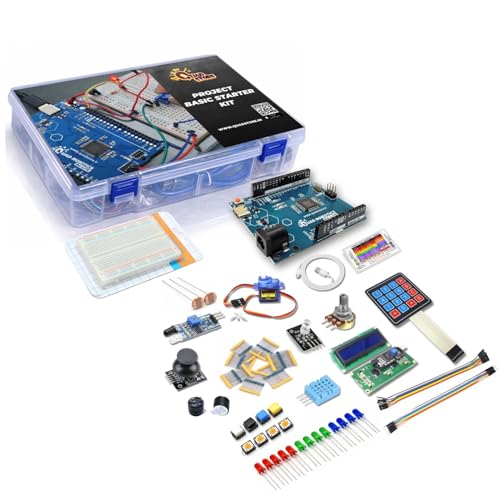 Image of Quad Store Project Kit for Uno R4 Compatible with Arduino IDE | Build games, smart devices & robotics projects. Features AI mentor for coding help and DIY STEM projects.