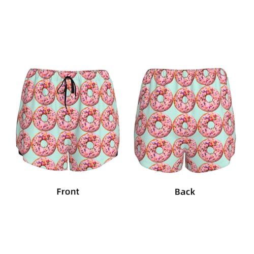 Short de yoga double couche anti-frottement à motif fraise