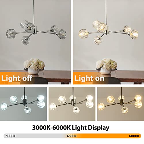 Pafee Modern Crystal Chandelier With 6 Lights For Bedroom, Dining Room, Kitchen, And Living Room - K9 Crystal, Branch, And Sputnik Styles #TOP6