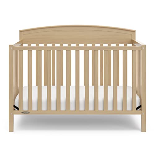 Image of Graco Benton 5 in 1 Convertible Crib with Graco Crib Mattress, Driftwood | GREENGUARD Gold Certified, Converts from Baby Crib to Toddler Bed, Daybed and Full-Size Bed, Includes Graco Crib Mattress