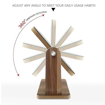 Image of Wooden Tabletop Makeup Mirror 360 Degree Portable Adjustable Table Desk Mirror Vanity Make up Bathroom Living Room Shave Make up Mirror Big