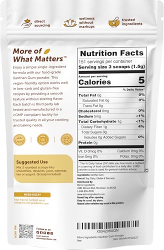 Image of Micro Ingredients Xanthan Gum Powder, 8 oz | Premium Quality for Keto & Gluten-Free Baking, Unflavored Thickening Agent for Cooking, Non-GMO Vegan Friendly
