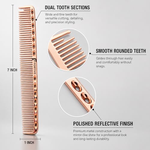 Image of Professional 7 Inch Alminium Metal Hair Cutting & Styling Comb -Bronze