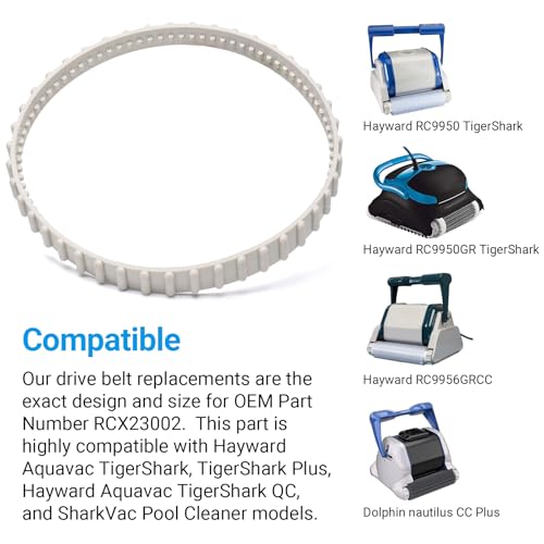 Image of (2 Pack) AR-PRO RCX23002 Replacement Soft Tread Drive Belt - Premium, Heavy-Duty Rubber Pool Cleaner Parts | Compatible with Aquavac Tiger Shark (Plus and QC) and SharkVac Pool Cleaners