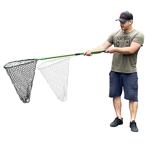 UFISH Large Fishing Net for Freshwater and Saltwater, Fish Landing Net with Non-Slip Handle for Safe Fishing (Green)