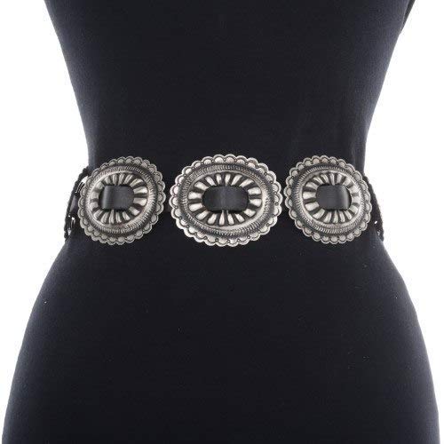 Navajo Hammered Silver Concho Belt First Phase Style For Men or Women on Genuine Leather 25022