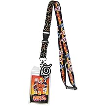 Naruto Classic Sasuke Sakura and Naruto ID Badge Holder Lanyard w/Rubber Pendant and Collectible Sticker