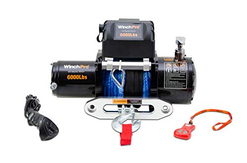 Cabrestante Eléctrico 12V 2700kg/6000lbs, 24m De Cuerda De Dyneema Sintética, 2 Mandos A...