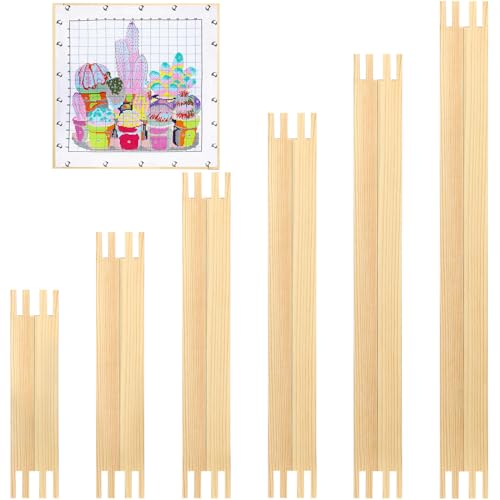 Hotop 6 Sets Stretcher Bars for Needlework 6 Sizes Wooden Canvas Stretcher Bars for Needlepoint Embroidery Stitch Frame Set Bundle with Crafts