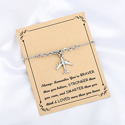 FUSTYLE Airplane Bracelet Aircraft Pendant Flight Attendant Jewelry Pilot Gifts for Aviation Traveler (bracelet) - Image 5