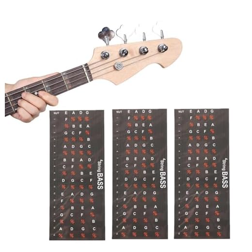 MuzcYM 3 calcomanías para diapasón de bajo, para diapasón de bajo, etiquetas de notas para diapasón de bajo, para 4 cuerdas