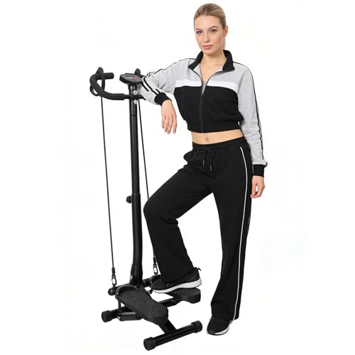 Image of BeBecome Steppers for Exercise at Home, Twist Stair Stepper with Handlebar, Low Impact Fitness Step Machine with LCD Monitor, with Tension Band,Quiet Hydraulic Cardio Trainer for Indoor Workouts