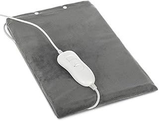 LIVIVO Electric Heated Fleece Thermal Therapy Heat Pad Heatpad Mat with 3 Heat Settings - Washable - for Back Neck Abdominal Body Pain Relief Arthritis or Stiff Joint & Muscle Pain (Grey)