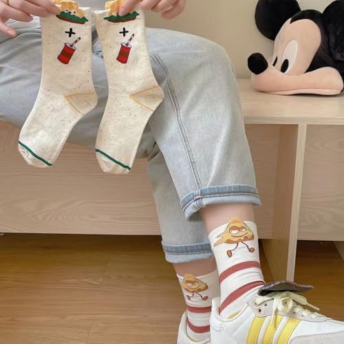 Image of Women's Crew Socks Cute Bear Cat Floral Soft Fancy Socks Gifts for Women