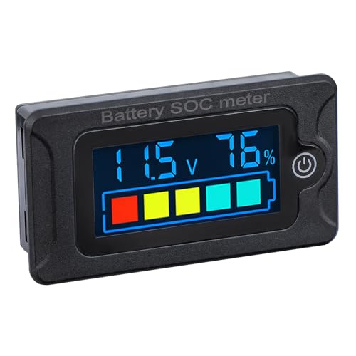 DROK Battery Meter 12V, Marine RV Battery Capacity Volt Monitor, Voltage Indicator Gauge for Iron Phosphate Lithium Battery