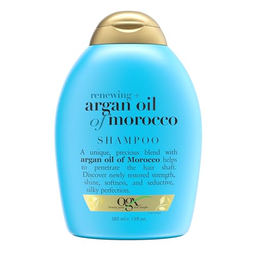OGX Renewing +Cold-Pressed Argan Oil of Morocco Hydrating Hair Shampoo, Help Moisturize, Soften & Strengthen Hair, Paraben-Free with Sulfate-Free Surfactants, 13 fl oz