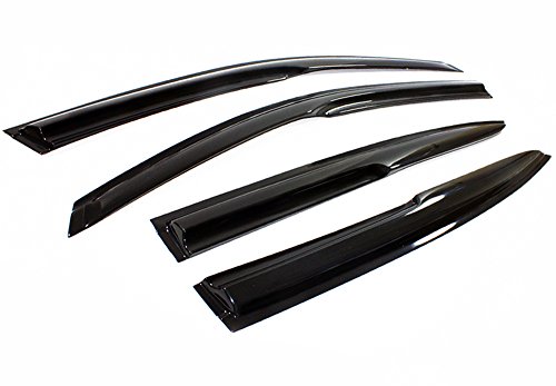 Cuztom Tuning JDM Wavy Style Smoked Window Visor Vent Shade RAIN Guard Deflector Compatible with 2003-2007 7TH Honda Accord Sedan