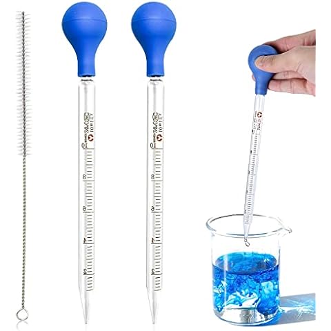 YISKY Glas Pipette, 2 Stück Transfer Pipette 5ml, 10ml, Glas Pipette Dropper, Measuring Pipettierer, Messpipetten mit Bürsten, Tropfpipette Flüssigkeiten, für Labor Tropfpipette Dropper Cover