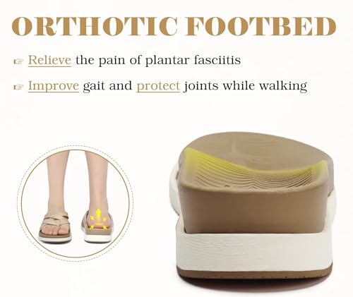 Image of KuaiLu Womens Dressy Orthotic Flip Flops Trendy Comfortable Cushion Recovery Walking Criss Cross Thong Sandals Lightweight Yoga Foam Summer Slides with Plantar Fasciitis Arch Support