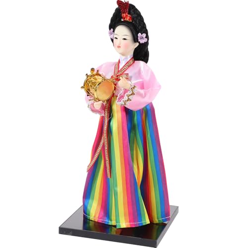 POPETPOP Muñeca Coreana Artesanal de 12 Pulgadas, muñeca Decorativa de Tela con Vestido Hanbok, Adorno de muñeca Coreana para decoración de Escritorio y hogar, Figura Coleccionable única