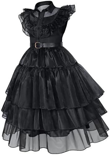 Black Dress Up Costume for Girls Birthday Halloween Cosplay Party with Wig Socks Belts 2-12 Years 4 41 KP5dPXoL. AC