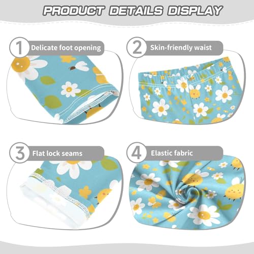 Honey Bees Daisy Kids Baby Girls Athletic Leggings Comfortable Full Length Dance Pants Gym3