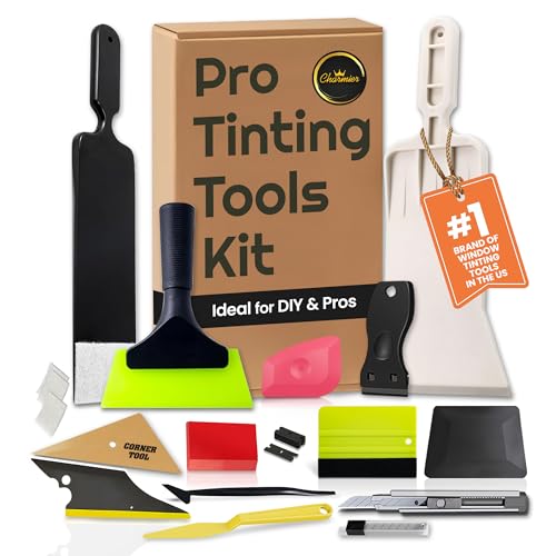 Charmier Window Tint Kit Vinyl Wrap Tool for Car Tinting Tools Windshield Back Window Squeegee Bulldozer Squeegee Scrubber Paddle Rubber for Car Wrapping Film Installation Auto Tint Kit Pro Set