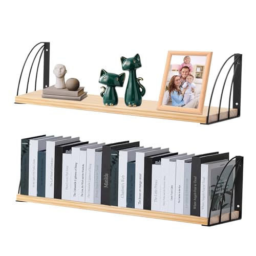 Book Shelf for Wall,7.87" D x23.5 W Natural Wood Floating Shelf S...