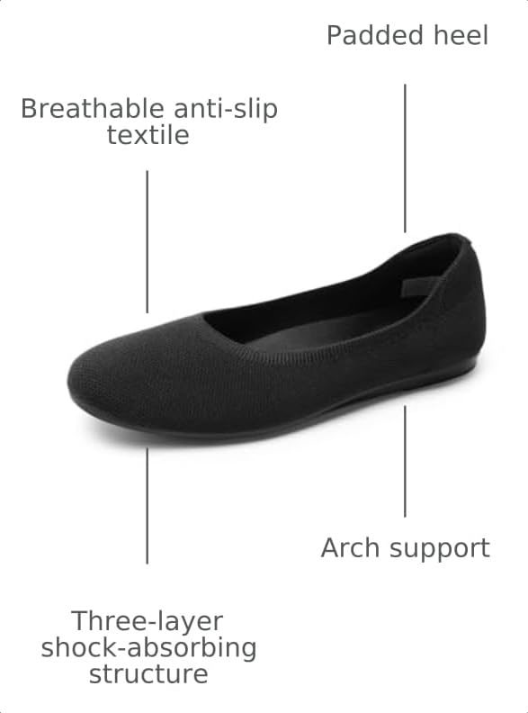 Image of DREAM PAIRS Women's Dress Knit Ballet Comfort Flats | Comfortable Round Toe Slip-On Flexible Portable Breathable Dress Office Flats for Daily Walking and Travel
