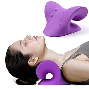 RESTCLOUD Neck and Shoulder Relaxer, Cervical Traction Device for TMJ Pain Relief and Cervical Spine Alignment, Chiropractic Pillow, Neck Stretcher (Purple)