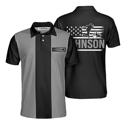 Bowling Gingham Print Custom Bowling Shirts for Men, Mens Polo Shirts for Gifts, Short Sleeve Men's Shirt Multicolor
