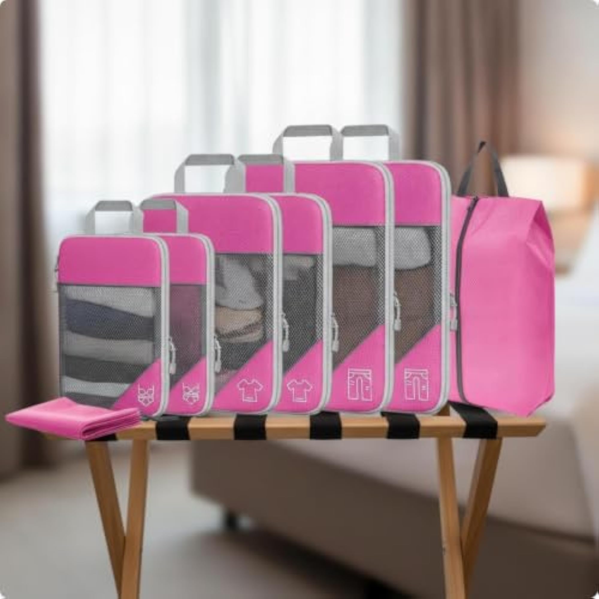8 Pieces Compressible Travel Storage Bag Set
