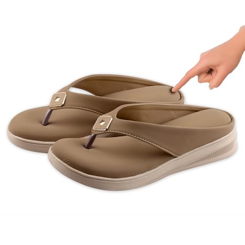 Image of ORTHO CLUB Women's Comfortable Wedge Sandals | Cushioned Sole, Slip-Resistant Design | Lightweight Women Sandal Footwear for Office & Casual Use | Sandal For Women